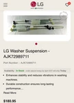 AJK72989711 Lg Washer Suspension Rods *new Oem Part*. Fixed Price $59.99.