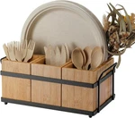 Ptsting Silverware Caddy Wood Holder Paper Plate Dispenser Utensil Cutl.... Fixed Price $49.80.