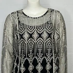 Ultra Pink Top/camisole Set 2-PC Gold Metallic Floral Sheer/black Sz 1X. Fixed Price $20.04.