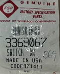 3369067 Whirlpool Switch. Fixed Price $40.00.