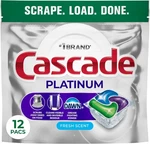 Cascade Platinum Dishwasher Pods Fresh Scent Detergent 12 Count. Fixed Price $11.99.