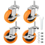 4X 3 Inch Rubber Casters Heavy Duty Safety Brake Wheels For Wire Shelving Rack. Fixed Price $21.43.