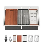 Lordear Double Bowl Drop Kitchen Sink 33X22 Inch Lower Divider Topmount.... Fixed Price $596.30.