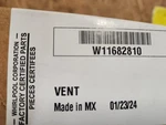 W11682810 Whirlpool Vent Oem Replacement, New. Fixed Price $75.17.