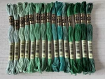 Dmc Cotton Embroidery Floss Thread Lot Of 15 Skeins Shades Greens Color Set. Fixed Price $15.95.