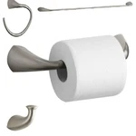 4 Pc Kohler Mistos Bath Towel Bar 18" + Toilet Paper Robe Holder Ring. Fixed Price $85.00.