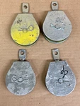 (4) Used National Hardware Zinc Plated Swivel Pulley 3" N220-004 3211BC. Fixed Price $10.00.