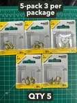 Nos 5-PACK Lot 3/PC National Hardware Heavy Open Hooks Solid Brass 1" N121-806. Fixed Price $18.26.