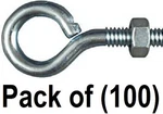 (100) Ea National Mfg. N221-101 1/4" X 2.5" Zinc Plated Eye Bolts With Nut. Fixed Price $70.90.