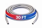 Long Refrigerator Hose (30 Ft) - Universal Fit Foot, Stainless Steel. Fixed Price $47.96.
