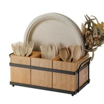 Ptsting Caddy Wood Utensil Holder Paper Plate Dispenser Silverware.... Fixed Price $53.77.