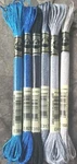 Dmc Light Effects Embroidery Floss Set Blue Silver E3843 E825 E310 E317 E168 415. Fixed Price $13.95.