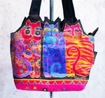 Zeckos Laurel Burch Medium Canvas Tote Zipper Top Satchel In Red Orange Blue For. Fixed Price $28.50.