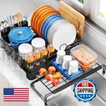 Toolf Extendable 2-IN-1 Dish Drying Rack Over Sink, Drainer W/ Drainboard, Black. Fixed Price $62.54.