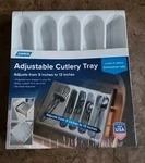 Camco Rv Adjustable Cutlery Tray White Camper Drawer Organizer 43503, 9 To 13". Fixed Price $12.00.