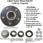 Uriah Products UW000154 Replacement Trailer Hub Kit For BT8 Spindles (5 Bolt On. Fixed Price $66.19.