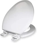 Highcraft Molded Wood Toilet Seat Slow Close Easy Remove Adjustable Hinge, White. Fixed Price $45.99.
