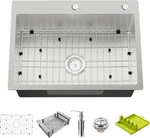 25X18 Inch Stainless Steel Drop-in Sink With Accessories For Kitchen & Bar. Fixed Price $249.99.