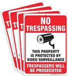 (4 Pack) Video Surveillance Signs, No Trespassing Violators Will Be Prosecuted M. Fixed Price $23.85.