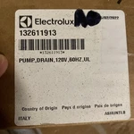 Frigidaire Washer Pump Rust Part #132611913. Fixed Price $100.00.