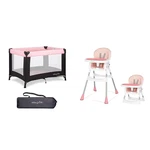 Cellucor Nest Portable Play Yard & 2-IN-1 High Chair, Pink, Lightweight Compac. Fixed Price $193.99.