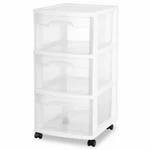 Sterilite 3 Clear Drawer Multi-purpose And Versatile Medium Storage Cart, White. Fixed Price $41.77.