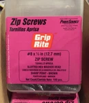 Brown Primesource Grip Rite 100 Pcs. # 8 X 1/2 Zip Screw 703529. Fixed Price $9.95.