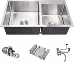 32" X 18" Drop-in/topmount Double Bowl Kitchen Sink, Nano-coated 304 Stainles.... Fixed Price $220.87.