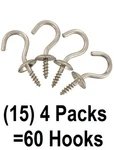 (15) National Mfg N348-433 Packs 3/4" Stainless Steel Screw Cup Hooks. Fixed Price $59.90.